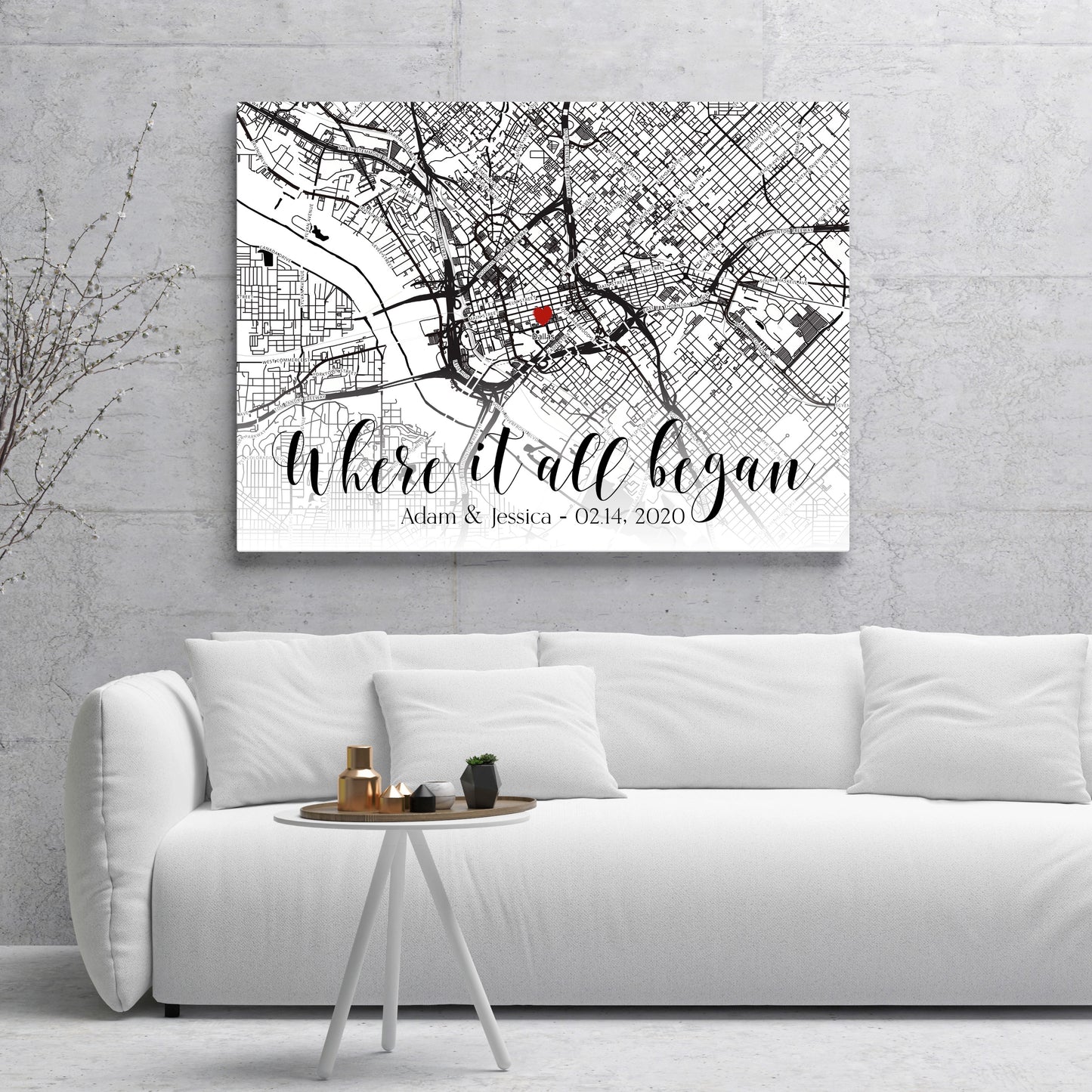 Custom Map Canvas Print from Your Address